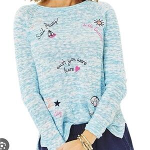 Lilly Pulitzer Light Blue Sweater with Embroidery